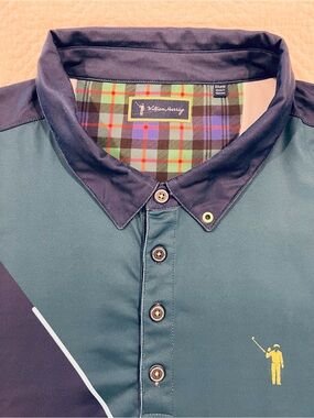 William Murray Dark Green, Navy, White Men’s 2XL Argyle Stretch Performance Polo